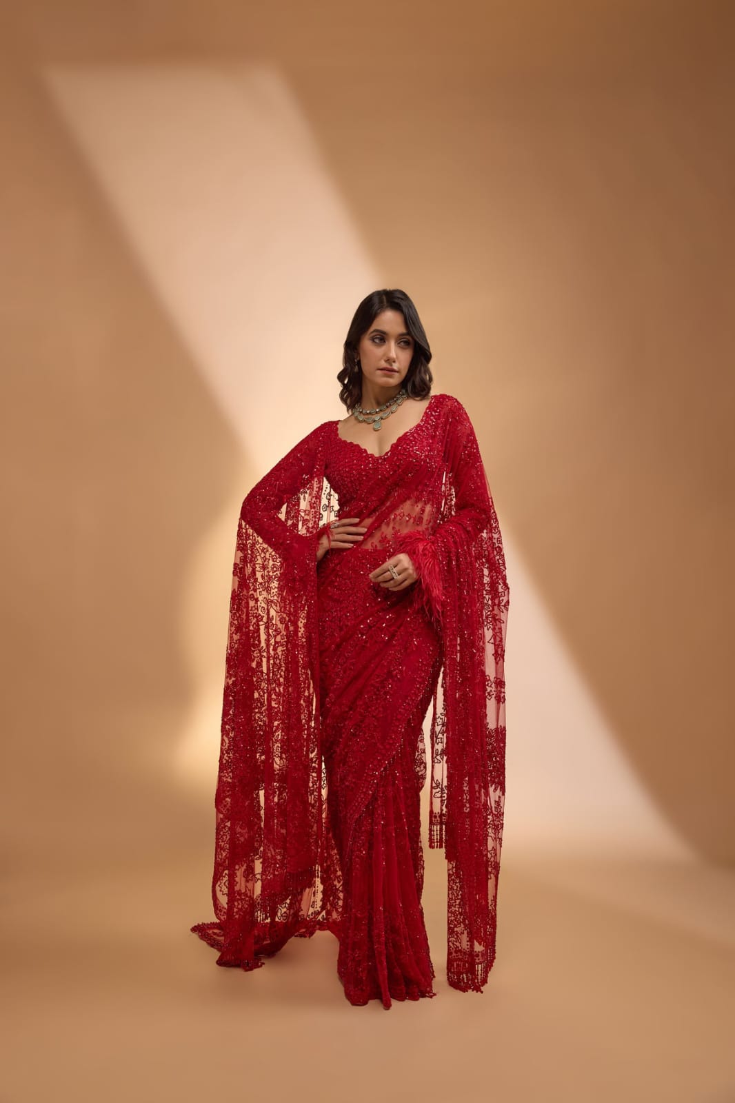 Bollywood Sequins Embroidered Butterfly Net Designer Saree